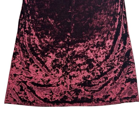 Y2K Burnout Crushed Velvet Burgundy Sz 4 Mini Slip Dress Whimsigoth Grunge Fairy - Picture 4 of 12